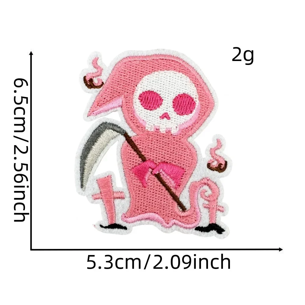 Parche bordado termoadhesivo calavera rosa Halloween para niñas