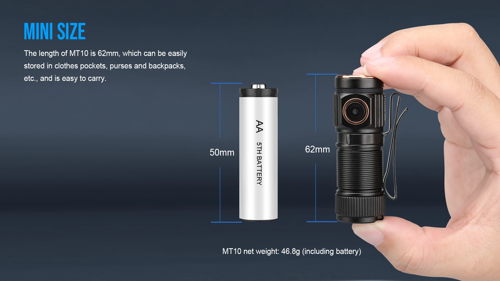 Tamaño mini de la MT10 para transporte cómodo