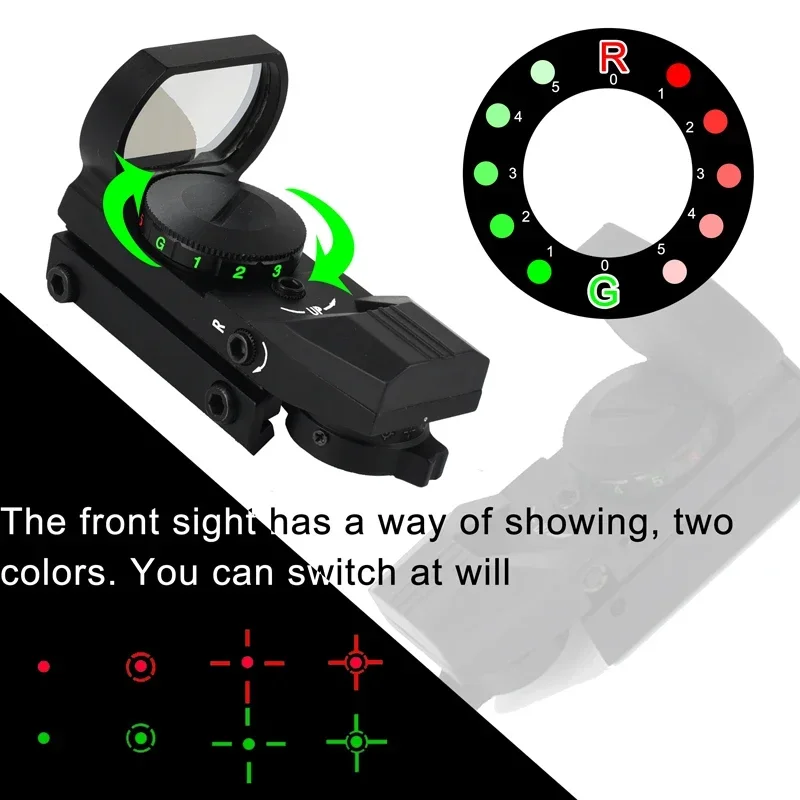 Mira punto rojo y verde táctica con óptica réflex para rifle - imagen 5