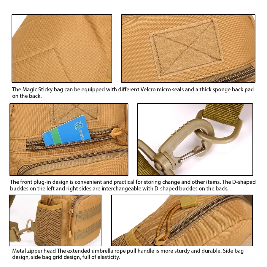 Bolsa de pecho táctica MOLLE de malla elástica para agua senderismo - imagen 5