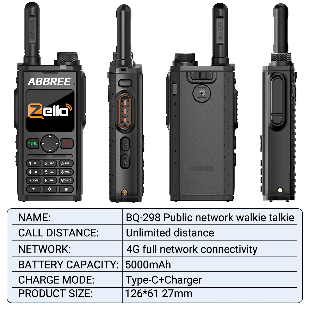 Abbree GP-298 walkie talkie 4G con SIM global, Android y Zello - imagen 5