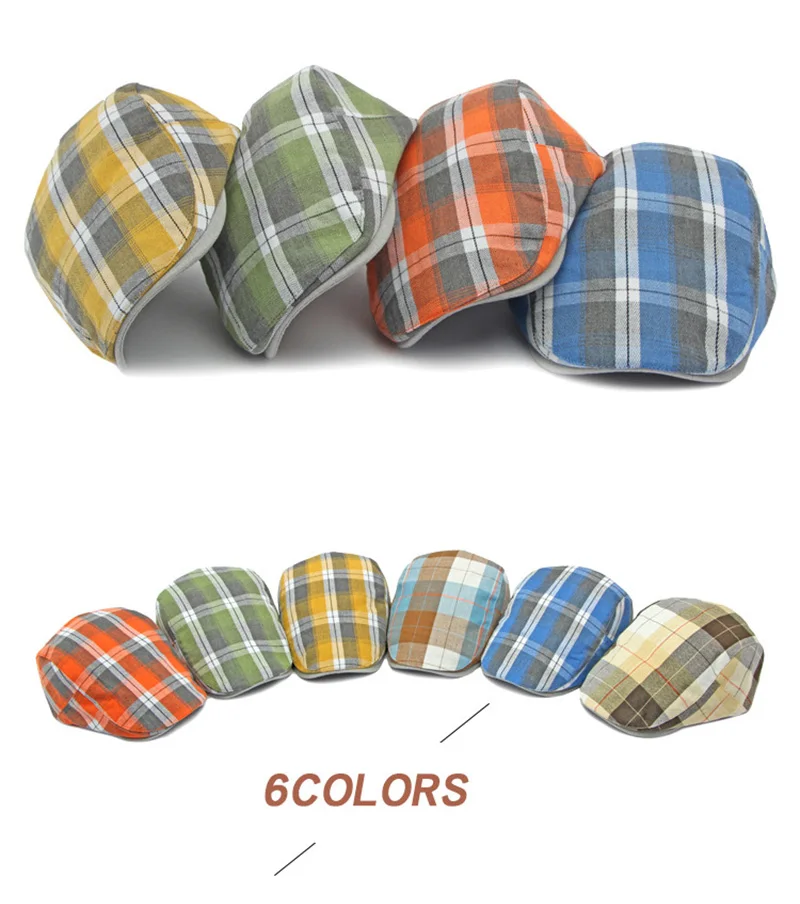Gorra newsboy a cuadros con visera