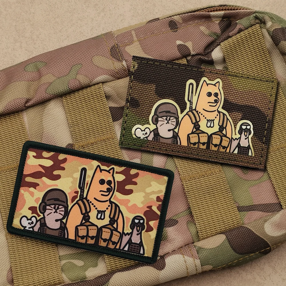 Parche táctico Shiba Inu Squad con gancho y bucle para mochila - imagen 4