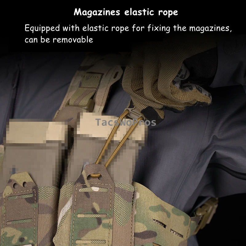 Chaleco táctico MOLLE H-harness ajustable caza Airsoft con bolsas - imagen 5