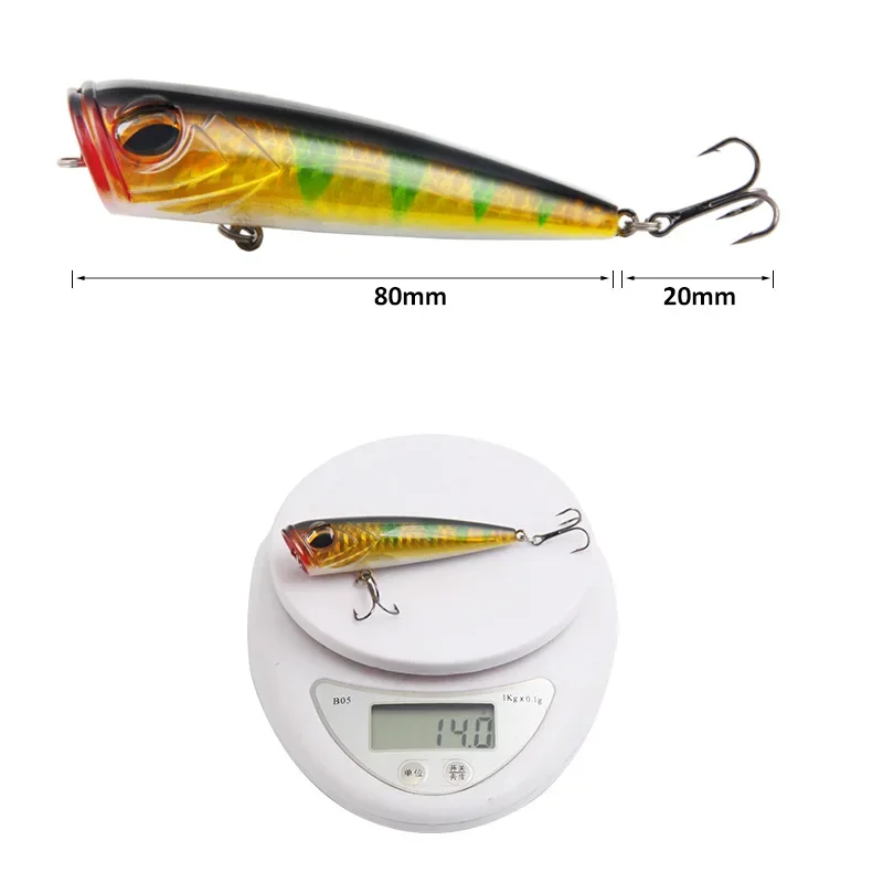 Señuelo Popper superficie 80mm – Cebo artificial pesca Topwater - imagen 5