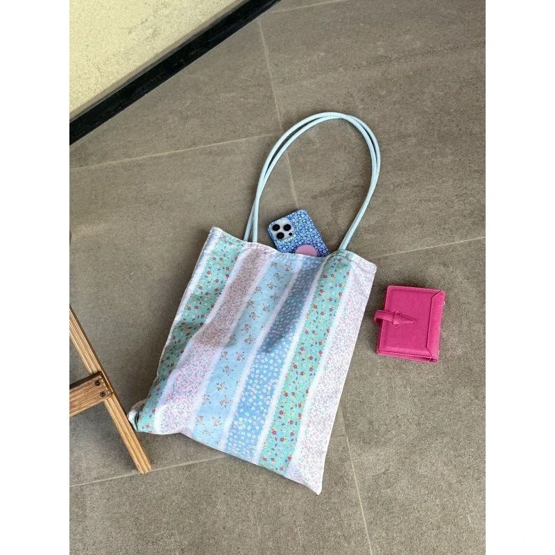 Bolso tote de lona con diseño floral estilo francés coreano para mujer - imagen 4