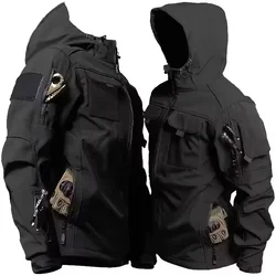 Chaqueta táctica de invierno hombre con capucha, cortavientos