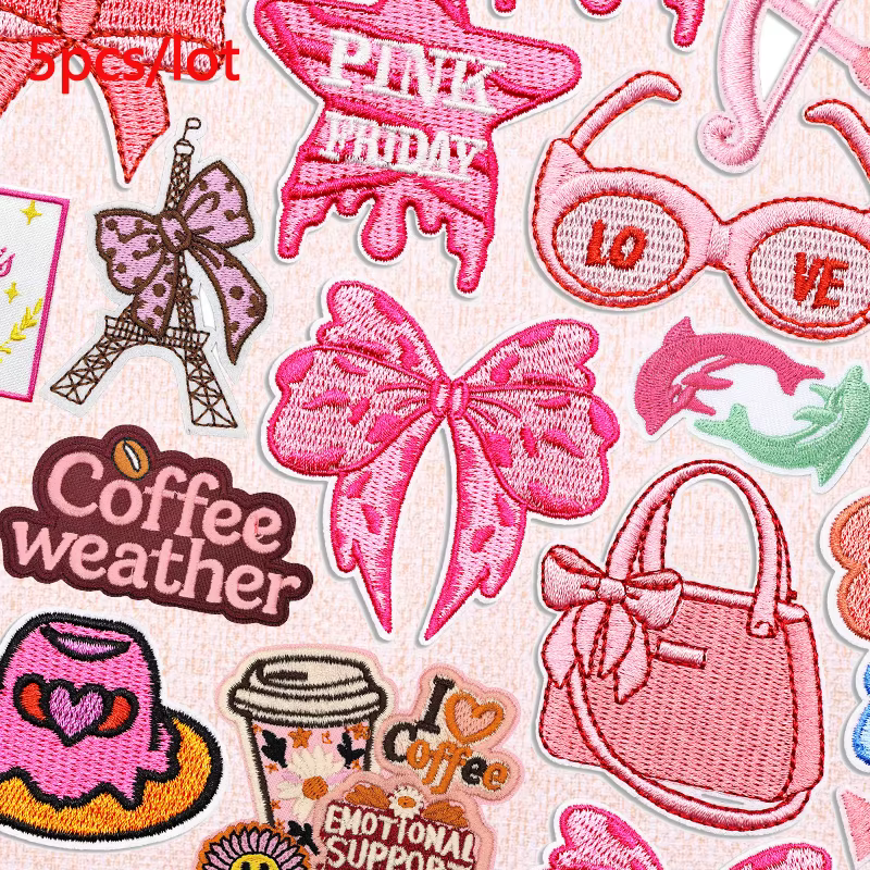 Parche termoadhesivo lazo rosa Fe y Amor para jeans, mochila - imagen 4