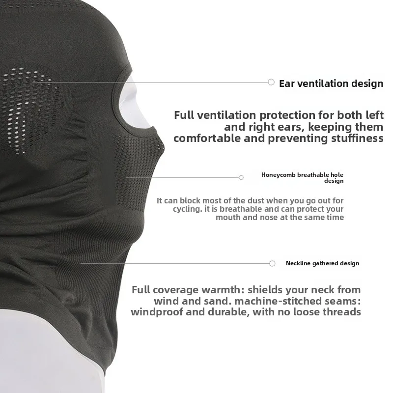 Pasamontañas transpirable cortavientos elástico para máscara facial - imagen 4