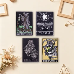 Parches termoadhesivos góticos punk con esqueletos y tarot oscuro