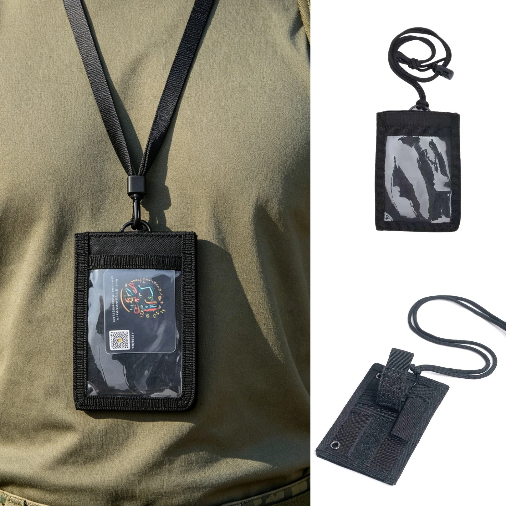 Porta identificación táctico MOLLE con cordón y porta bolígrafos - imagen 3