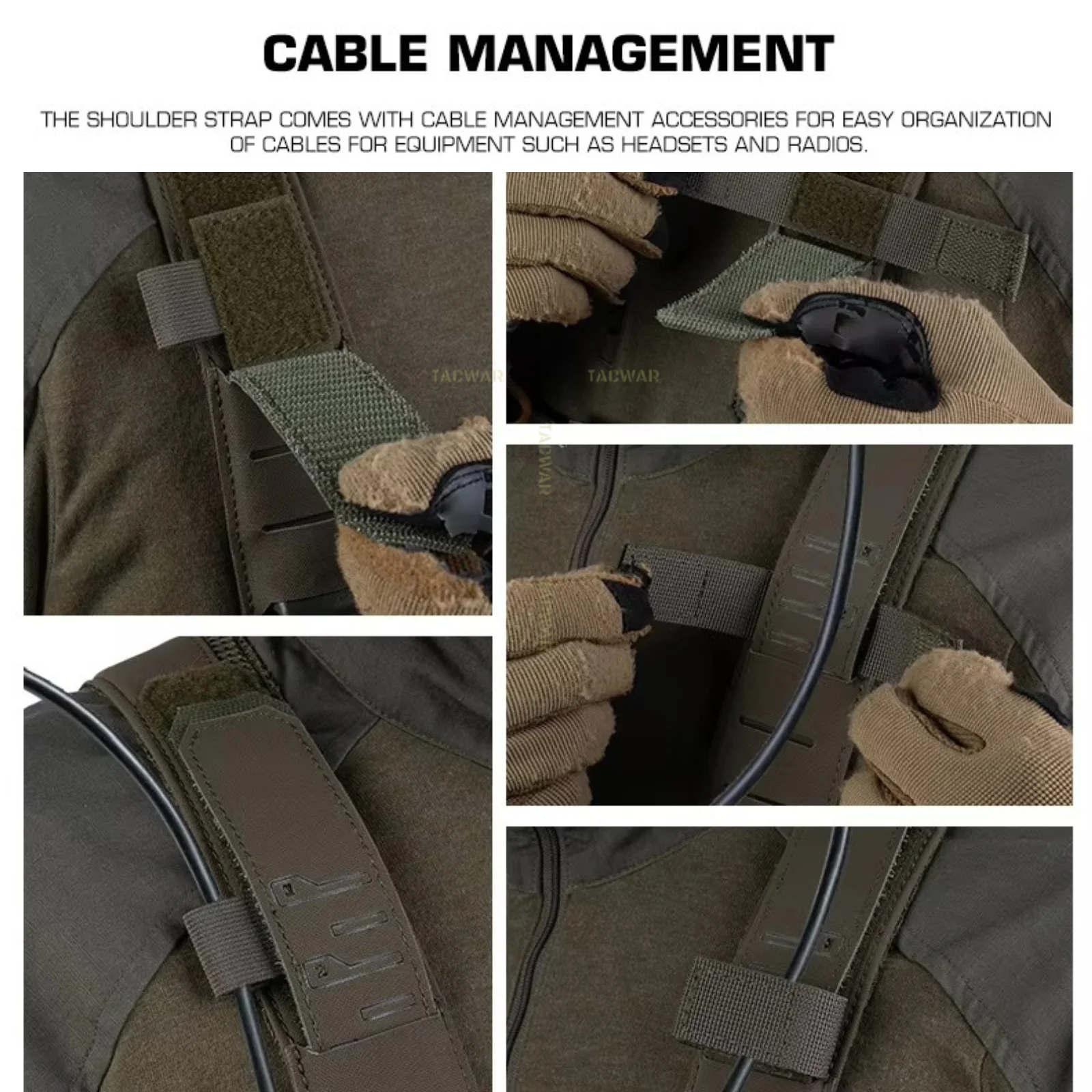 Chaleco táctico modular K-Z Airsoft con correas MOLLE y malla - imagen 3