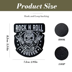 Parche bordado calavera punk rock con velcro para chaleco
