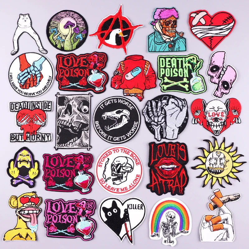 Parche bordado fusible calavera punk para planchar en ropa táctica - imagen 2