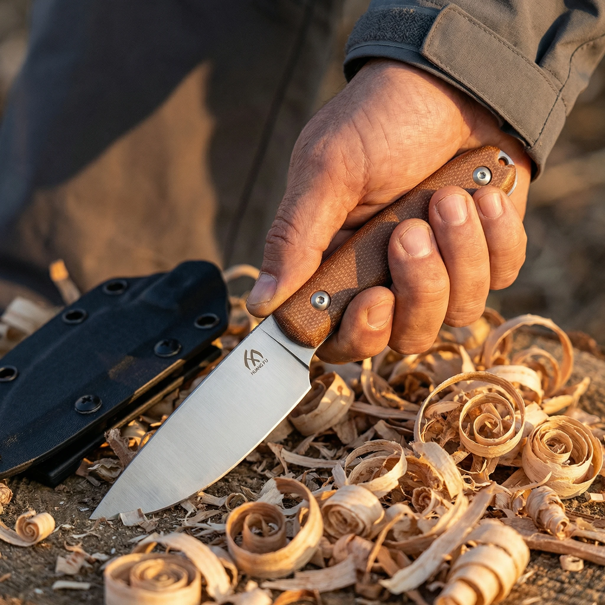 Cuchillo fijo de acero para exterior y supervivencia táctica - imagen 5