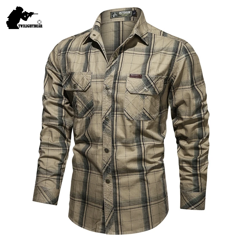 Camisa de algodón a cuadros para hombre, estilo rural - imagen 3