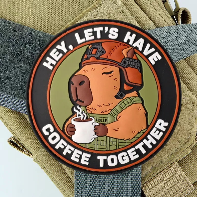 Parche táctico PVC Let's Have Coffee Together con velcro brazalete - imagen 3