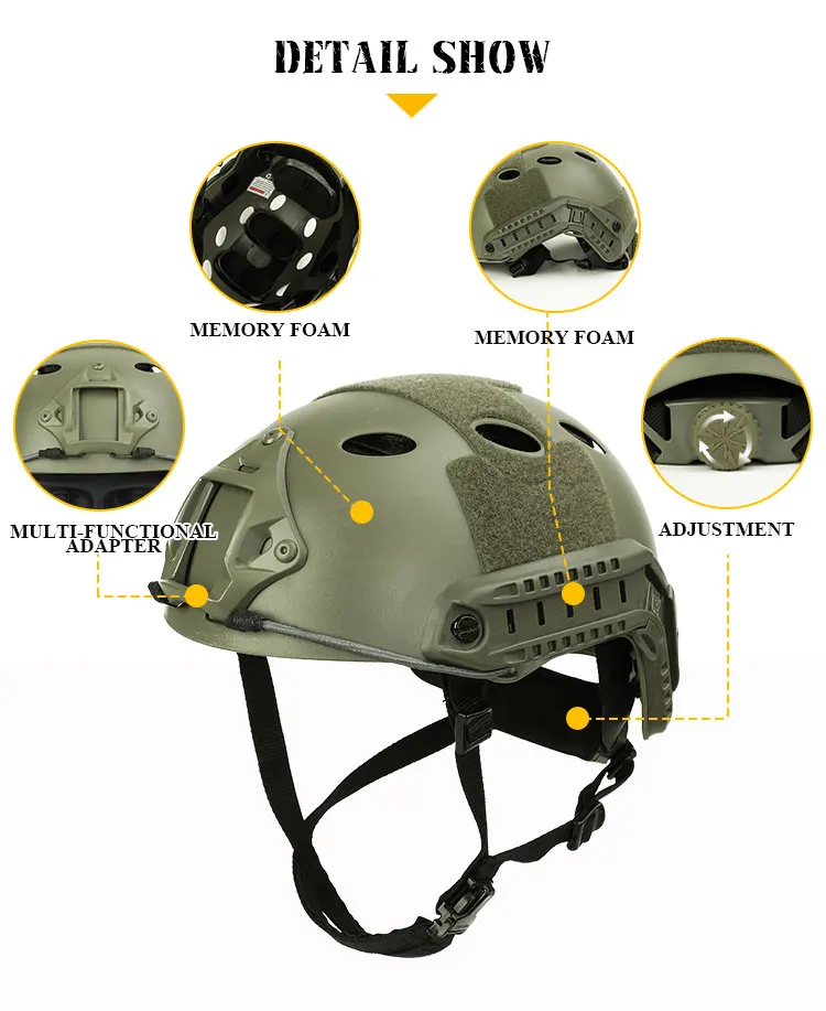 Casco táctico FAST tipo PJ en uso