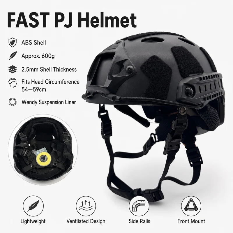 Casco FAST PJ de ABS para airsoft con suspensión regulable - imagen 4