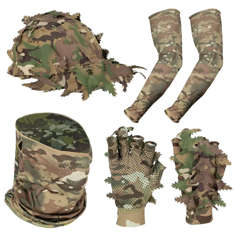 Conjunto táctico camuflaje para exterior con guantes y máscara - imagen 2