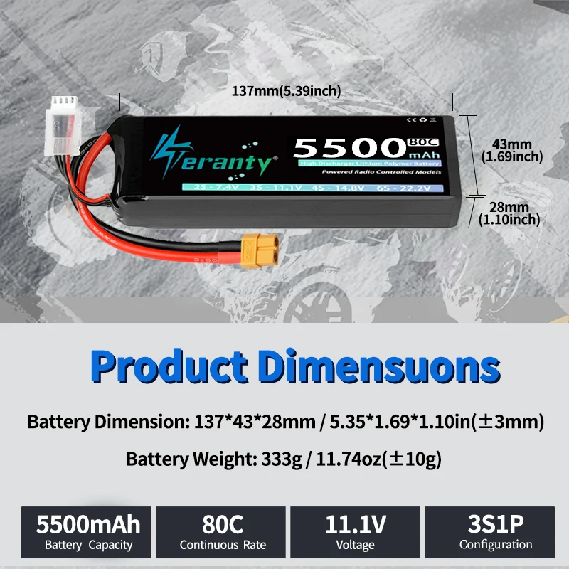 Vista de conectores XT60 y XT90 en batería Lipo