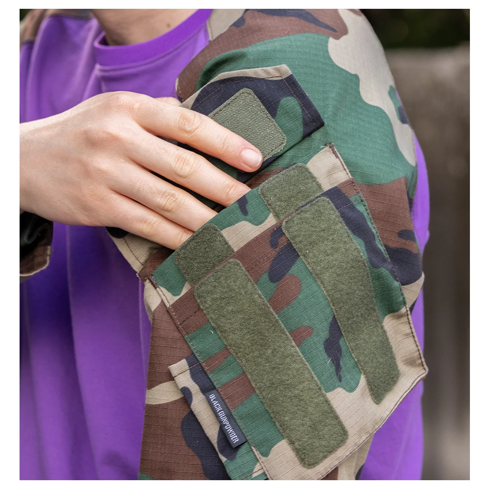 Sudadera táctica militar morada elástica con diseño contrastado - imagen 4
