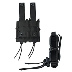 Bolsa MOLLE táctica doble para cargadores 9 mm, ligera para caza