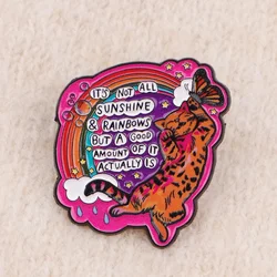 Pin de esmalte gato positivo – Broche para mochila y solapa