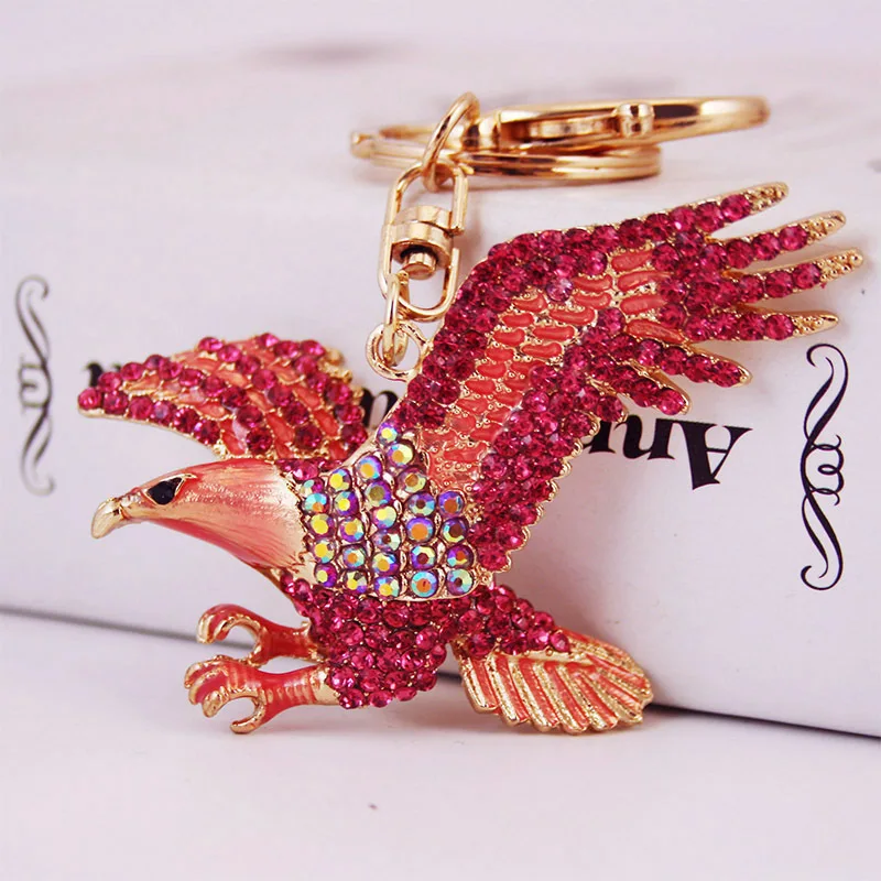 Llavero Táctico Águila con Diamantes de Imitación, Metal Dorado - imagen 4