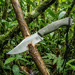 Cuchillo hoja fija táctico para exteriores y senderismo compacto