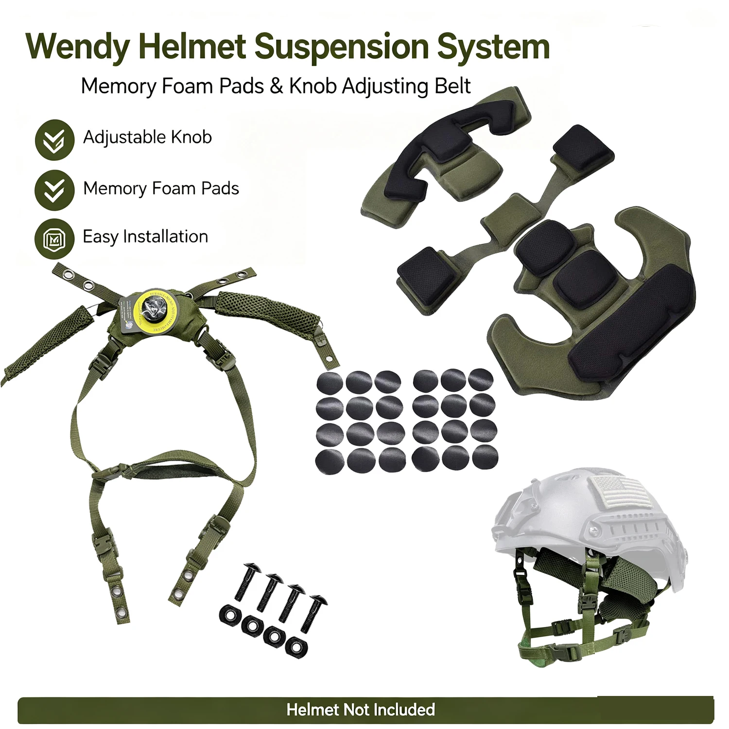 Wendy Kit de suspensión para casco FAST MICH ACH, dial y almohadillas