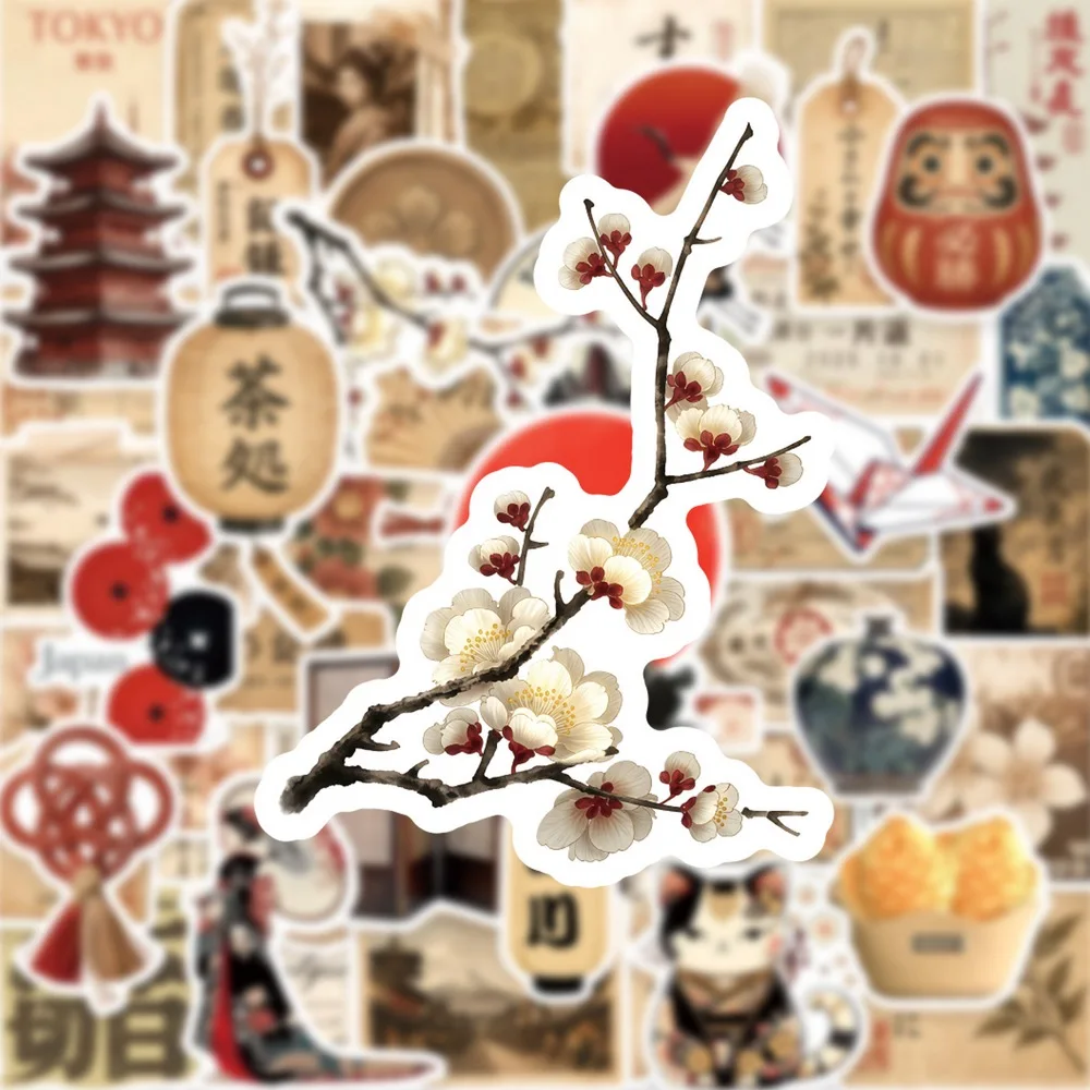 Pegatinas estilo ukiyo-e flores de cerezo y símbolo dharma - imagen 4