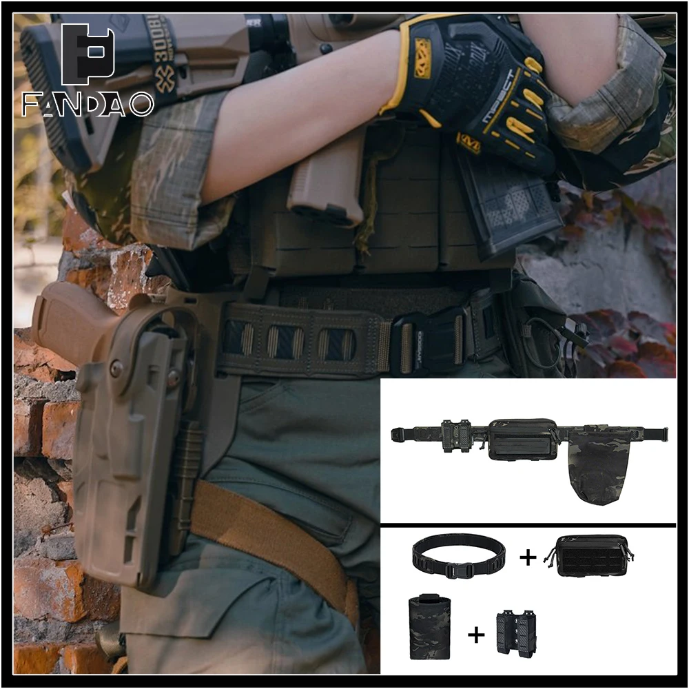 Cinturón táctico MOLLE Airsoft desmontable con bolsos porta-cargadores - imagen 3