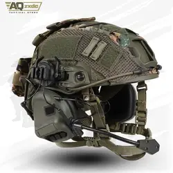 Casco táctico ajustable con auriculares y funda Airsoft