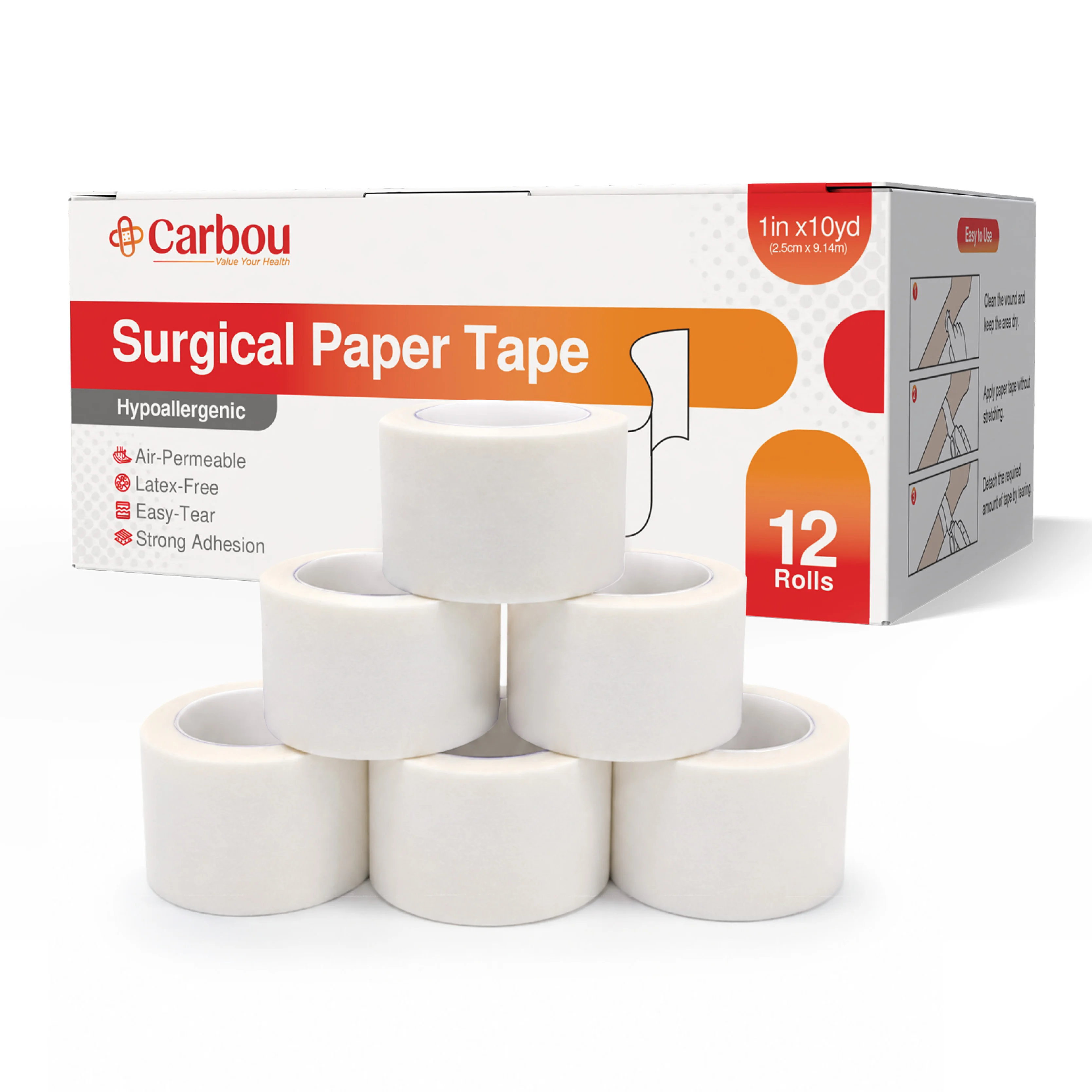 Cinta médica de papel Carbou hipoalergénica sin látex, transpirable - imagen 2