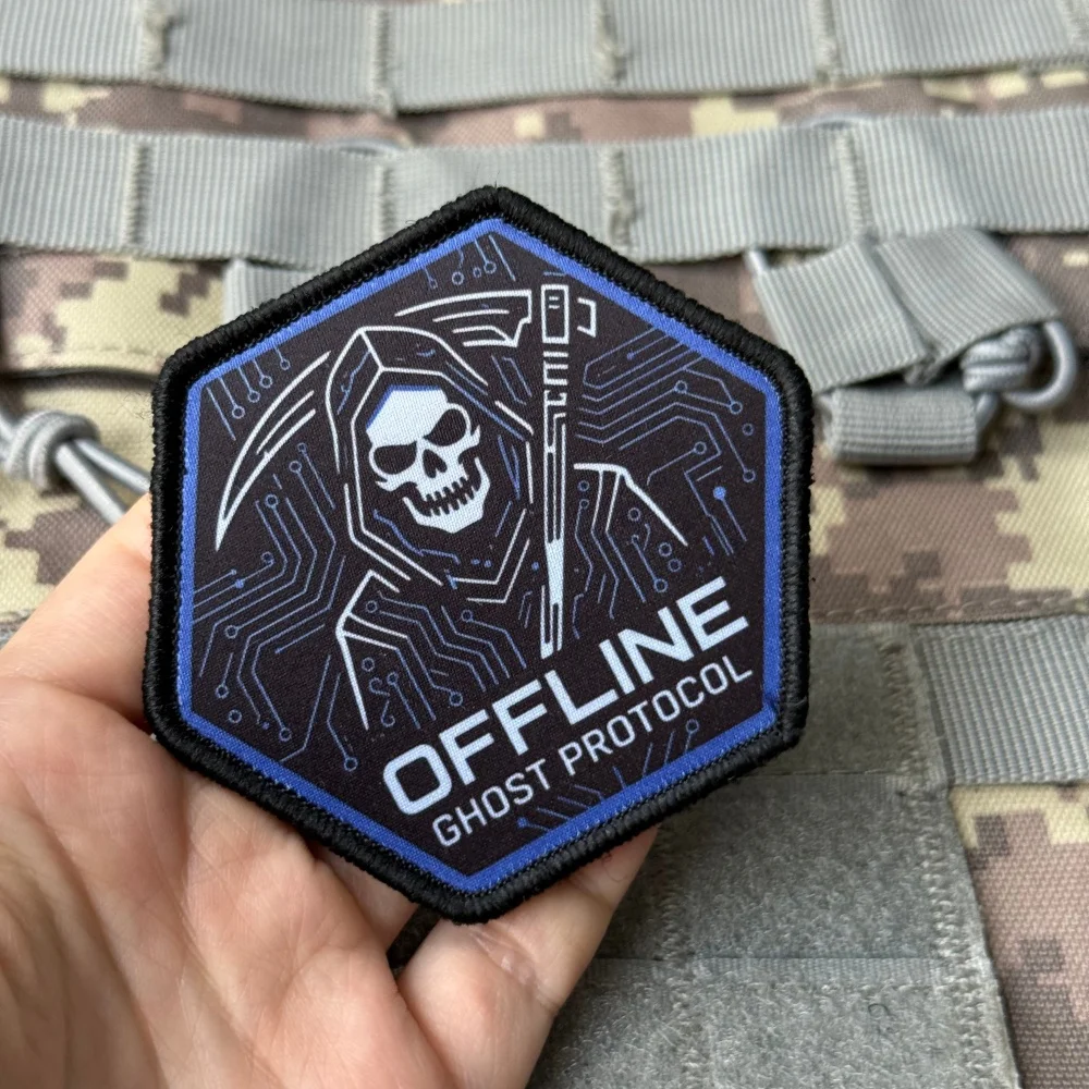 Parche cyberpunk Offline Ghost Protocol gancho para mochila