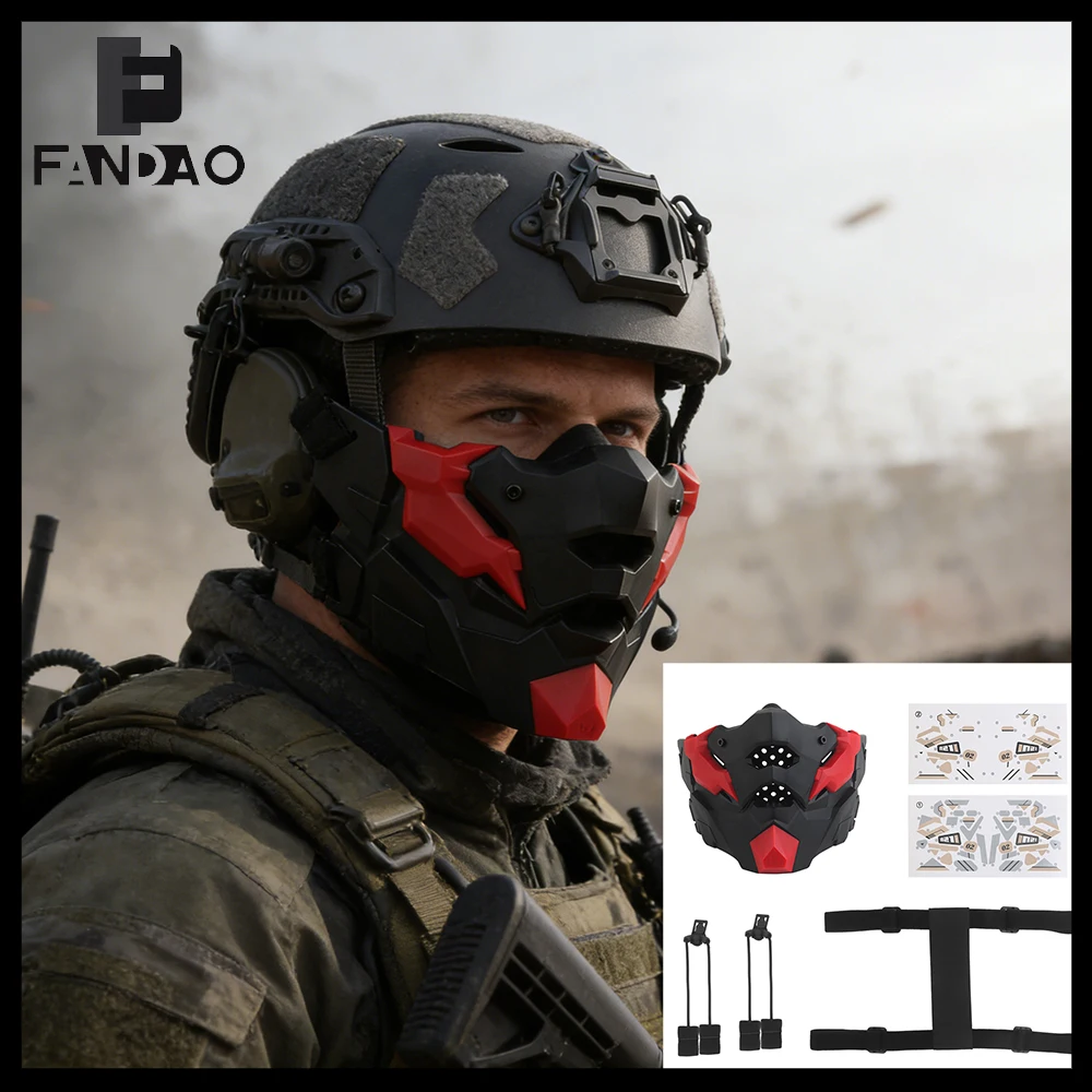 Máscara táctica Cyberpunk para airsoft, media cara transpirable - imagen 3