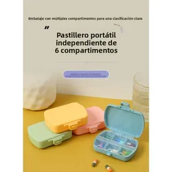 Pastillero portátil semanal con compartimentos para medicación