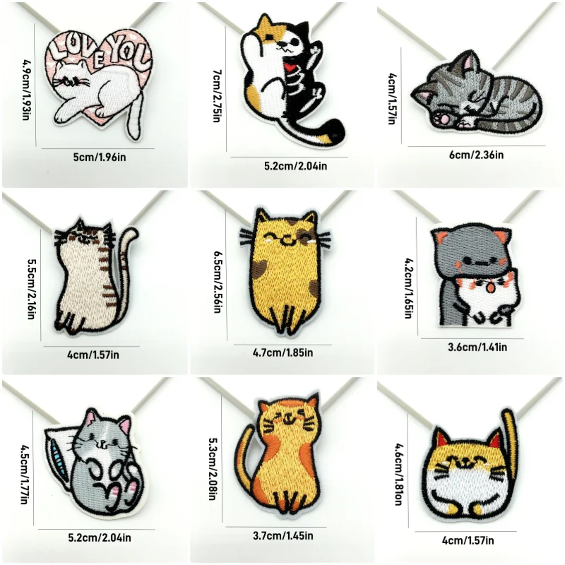 Parches bordados termoadhesivos gato dibujos animados para ropa - imagen 5