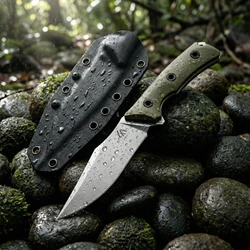 Cuchillo fijo acero para exteriores y emergencia, portátil