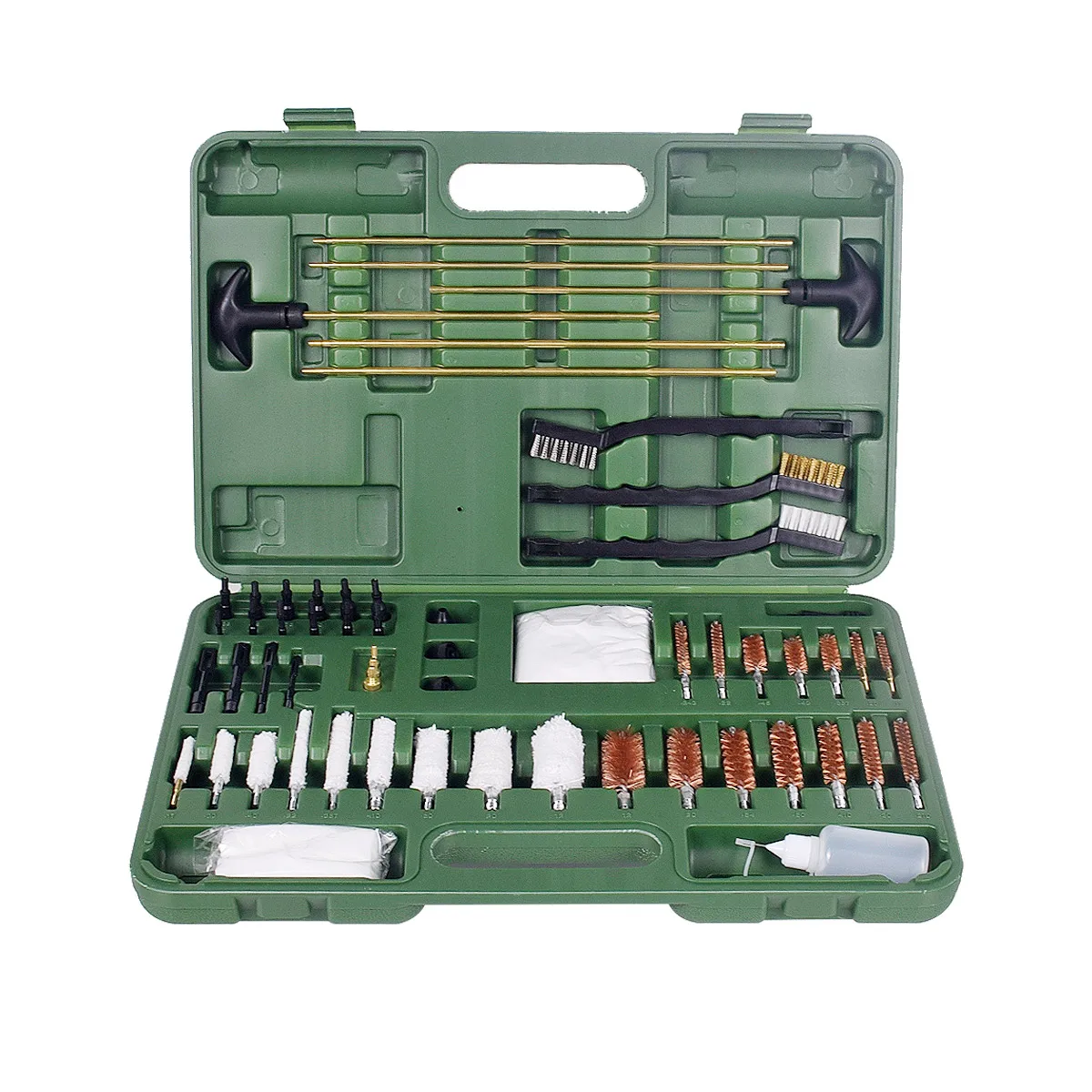 Kit de limpieza de pistola táctico con estuche verde militar