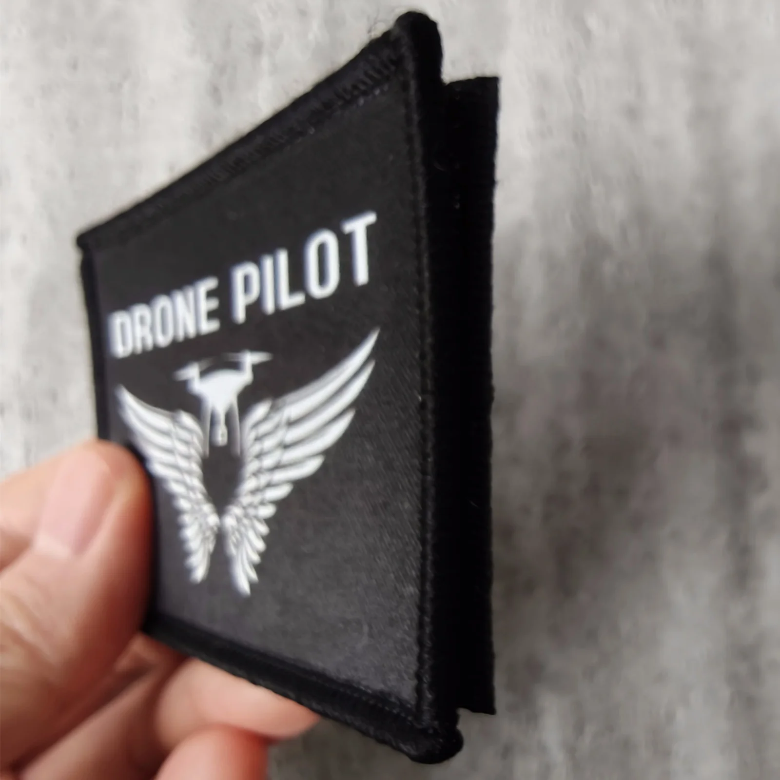 Parche táctico de piloto de dron con alas y velcro