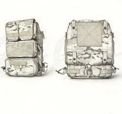 Bolsa trasera modular MOLLE con panel táctico y cremallera