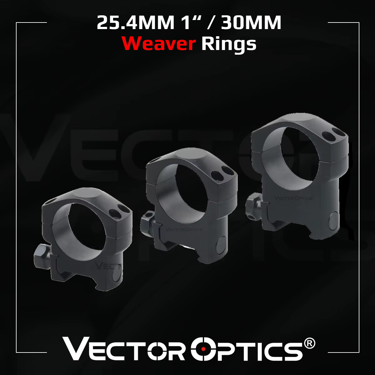 Anillos Weaver perfil bajo/medio/alto para óptica 25.4mm riel 20mm