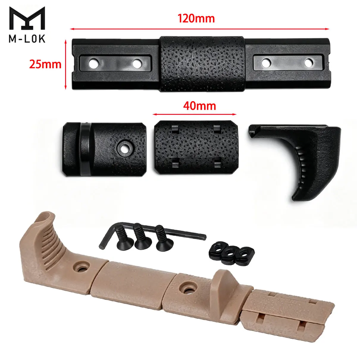 Protecciones tácticas antideslizantes Picatinny M-LOK para Airsoft - imagen 2