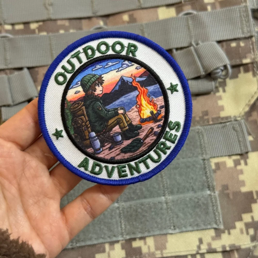 Parche militar bordado gancho y bucle chimenea camping mochila