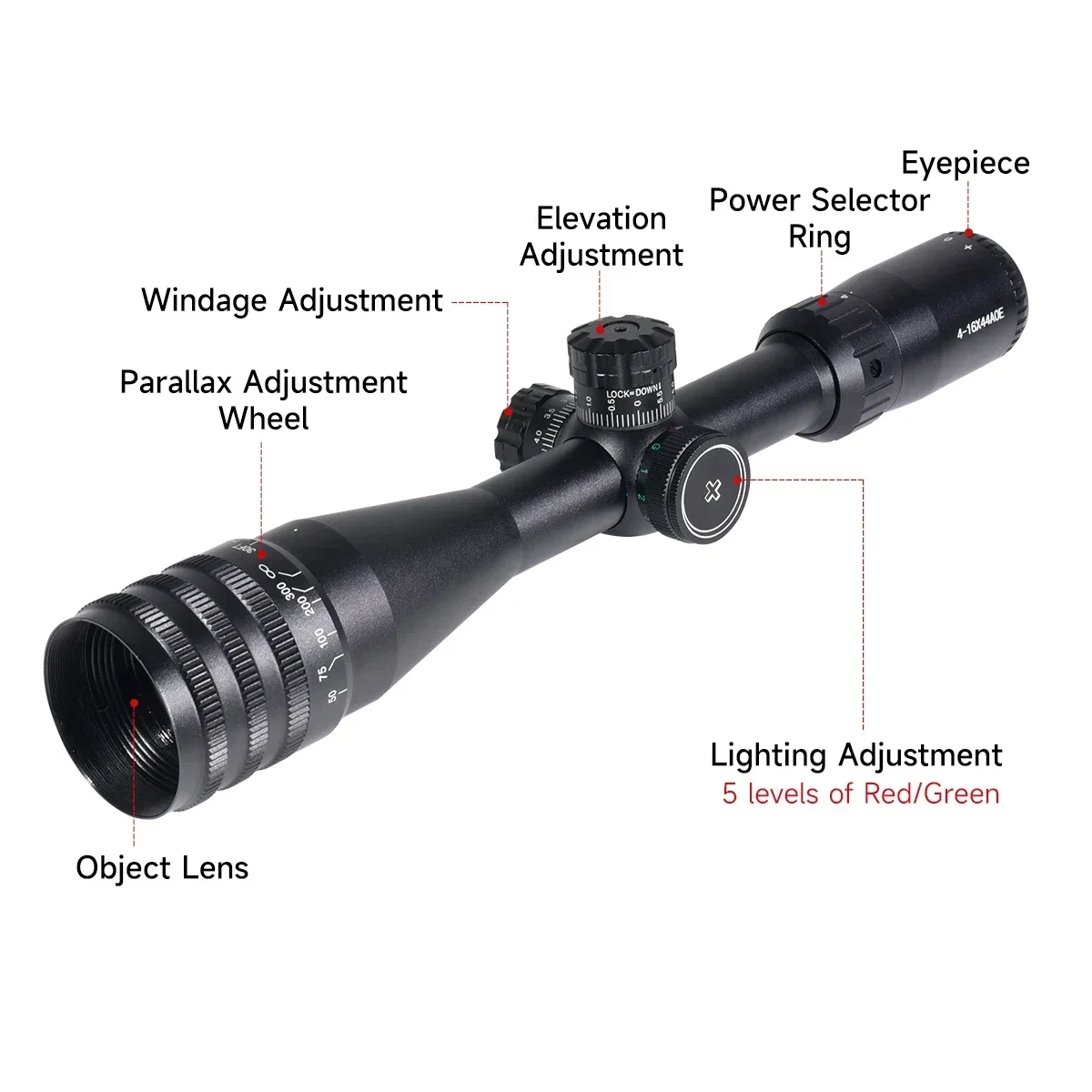 Mira Telescópica Táctica para Rifle de Caza con Retícula Cruzada - imagen 2