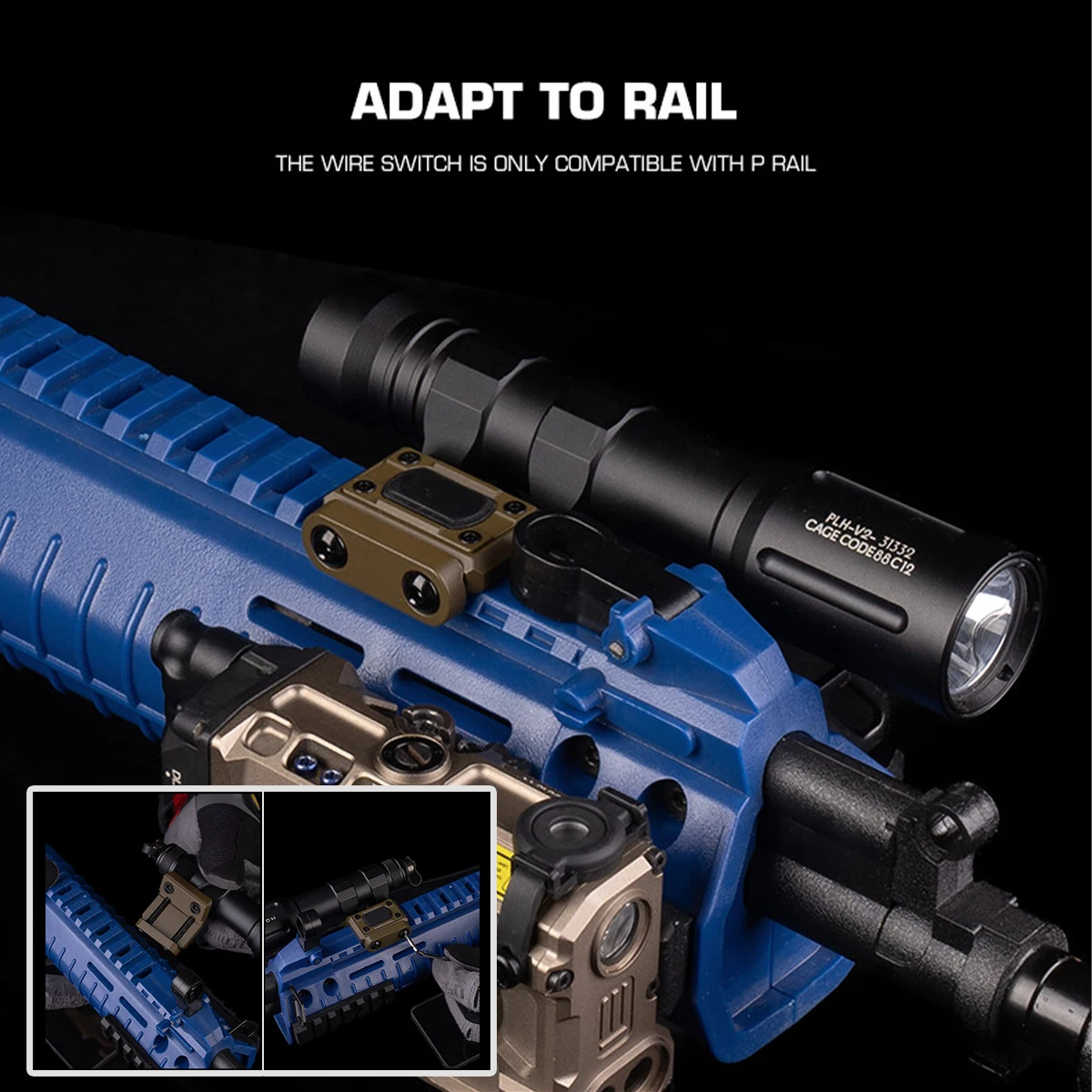 Interruptor táctico Mteal lateral remoto para linterna Airsoft
