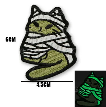Parche táctico Meowdy gato fosforescente bordado para ropa - imagen 2