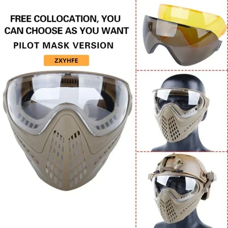 Máscara táctica Airsoft para todo el rostro con lentes intercambiables - imagen 4